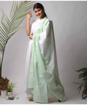 White hand block printed cotton kurtis 2