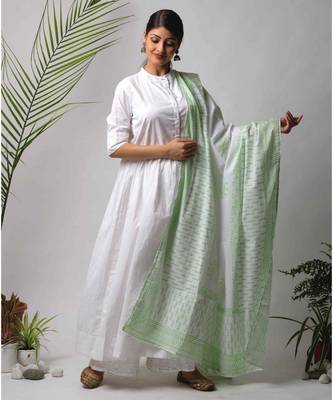 White hand block printed cotton kurtis 3