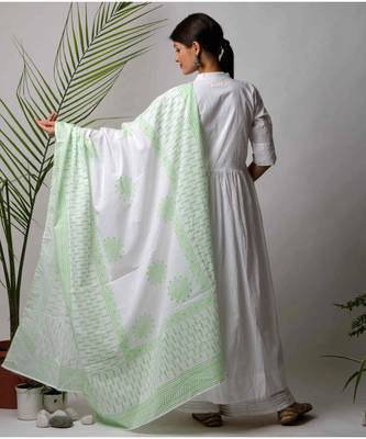 White hand block printed cotton kurtis 5