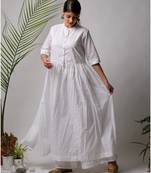 White hand block printed cotton kurtis