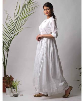 White hand block printed cotton kurtis 2
