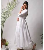 White hand block printed cotton kurtis