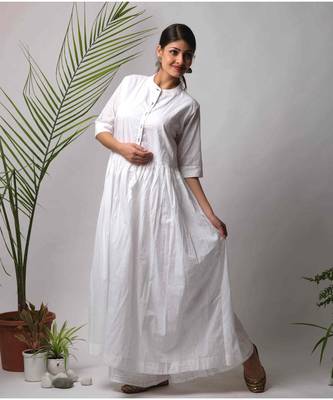 White hand block printed cotton kurtis 2