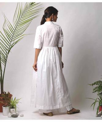 White hand block printed cotton kurtis 4