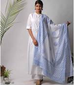 White hand block printed cotton kurtis