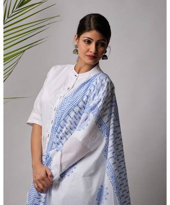 White hand block printed cotton kurtis 3