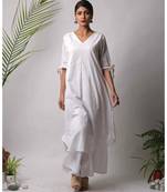 White hand block printed cotton kurtis