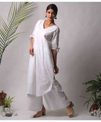 White hand block printed cotton kurtis 2