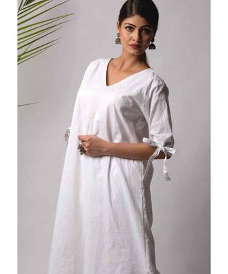White hand block printed cotton kurtis 3
