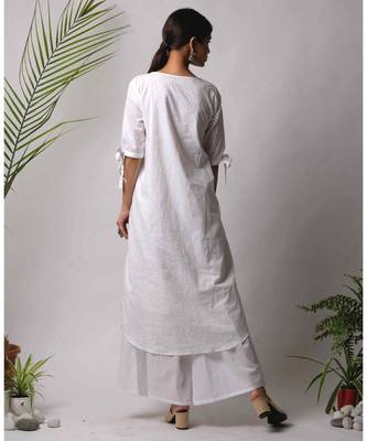 White hand block printed cotton kurtis 4