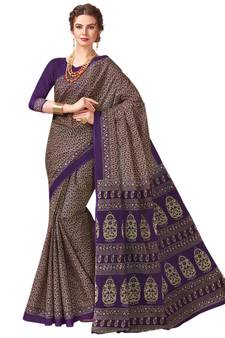 9blings Blue printed cotton saree with blouse