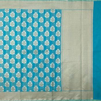 Blue woven cotton saree with blouse 1