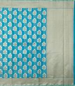 Blue woven cotton saree with blouse