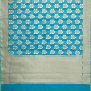 Blue woven cotton saree with blouse 2