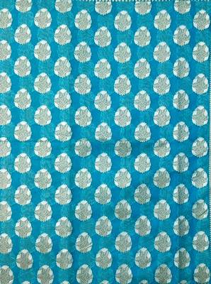 Blue woven cotton saree with blouse 3