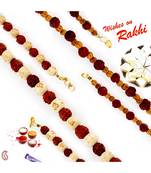 Set Of 2 Beads & Rudraksh Embellished Bracelet Rakhi