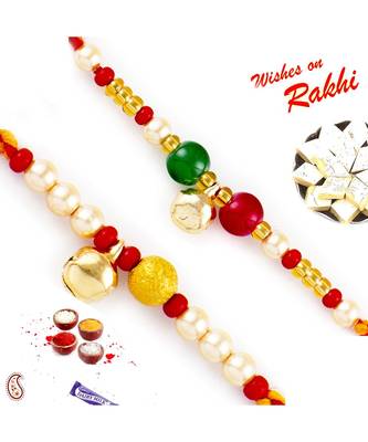 Set Of 2 Beads Mauli Thread Rakhi 1
