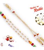 Set Of 2 Dual String Chain Style Pearl Rakhi