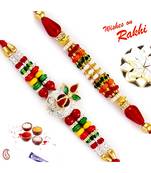 Set Of 2 Stylsih Multicolor Beads Embellished Rakhi