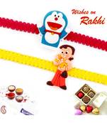 Set Of 2 Sweet Doremon And Bheem Band Kids Rakhi
