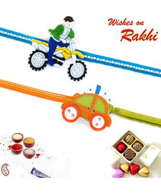 Set Of 2 Lovely Motif Kids Rakhi 1