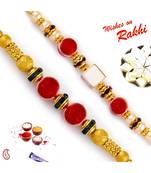 Set Of 2 Dual Round Red Beads Rakhi