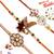 Set Of 3 Pretty Floral Motif Rich Zardosi Rakhi
