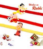 Set Of 3 Colourful Band Kids Motif Rakhi