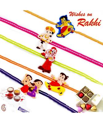 Set Of 5 Cute Chhota Bheem Motif Kids Rakhi 1