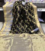 Black and sky Blue Banarasi silk saree