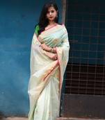 pastel green chanderi with Meena buttis