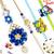 Blue And White Crystal Beads Family Rakhi Set With 2 Kids Rakhis