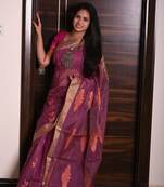 Wine Chanderi saree