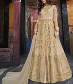 Cream Embroidered Net Salwar