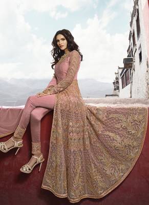 Pink embroidered net salwar 3