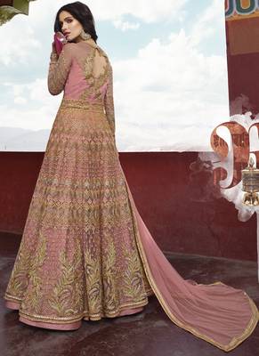Pink embroidered net salwar 4