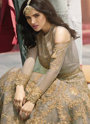 Beige Embroidered Net Salwar 2