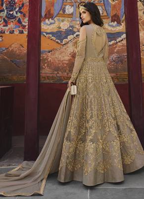 Beige Embroidered Net Salwar 3