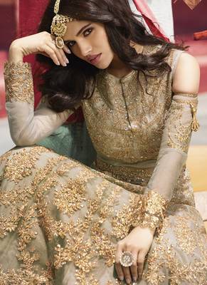 Beige Embroidered Net Salwar 4
