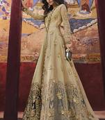 Beige embroidered silk blend salwar