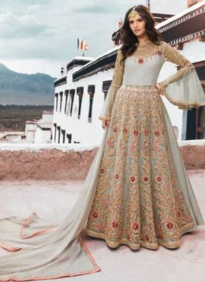 Grey Embroidered Net Salwar 1