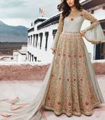 Grey Embroidered Net Salwar