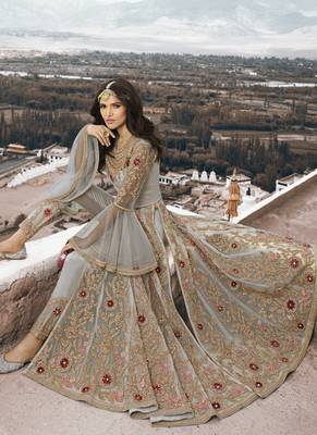 Grey Embroidered Net Salwar 3