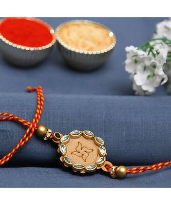 Round Shape Kundan Swastik       Rakhi 1