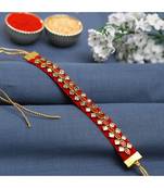 Red Stone Studded Bracelet Rakhi