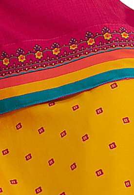 Pink & Yellow Printed Women's Unstitched Salwar Suits dress material with Dupatta 4