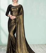 Gold plain silk saree with blouse