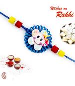 Blue Cut Work Smiley Motif Kids Rakhi