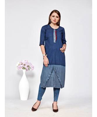 Women's Blue Denim Cotton Amzing Designer Kurtis 1