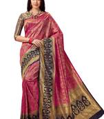 Purple woven faux silk saree with blouse